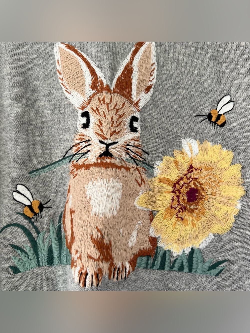 Womans Coldwater Creek 100% Cotton Sweatshirt Embroider Rabbit Sunflower Bee XL - Picture 2 of 11